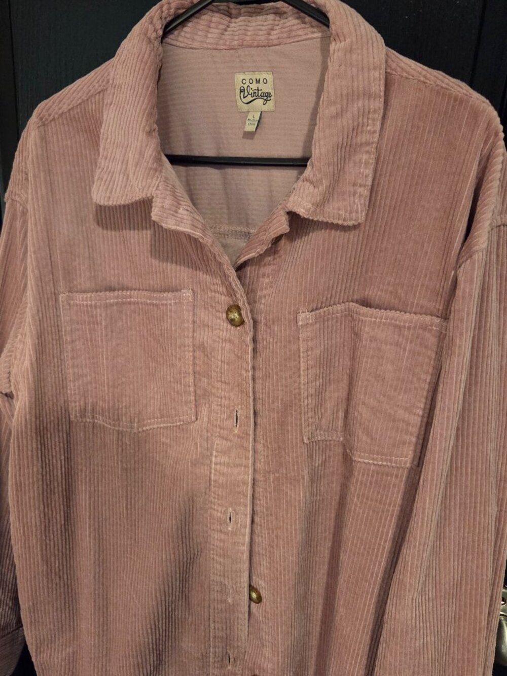 Como Vintage Women's Jacket Shirt Pink size Large Corduroy